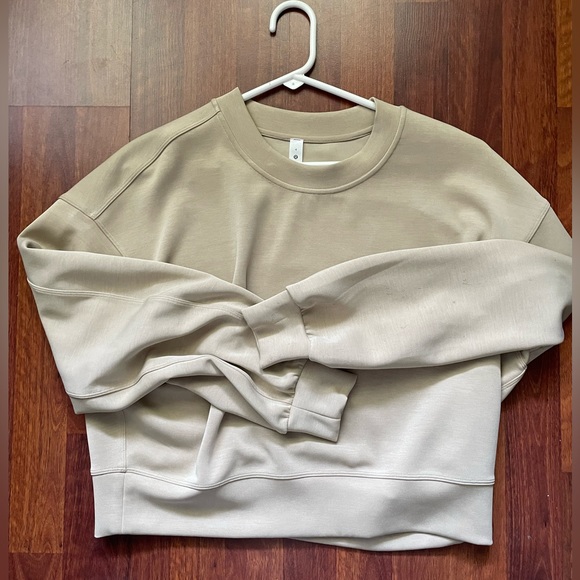 lululemon athletica Tops - Lululemon khaki sweatshirt - perfectly oversized crop crew